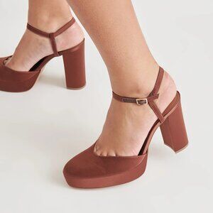 NEW DOLCE VITA Made In Brazil Claud Heels in Chocolate Satin 825 3m7